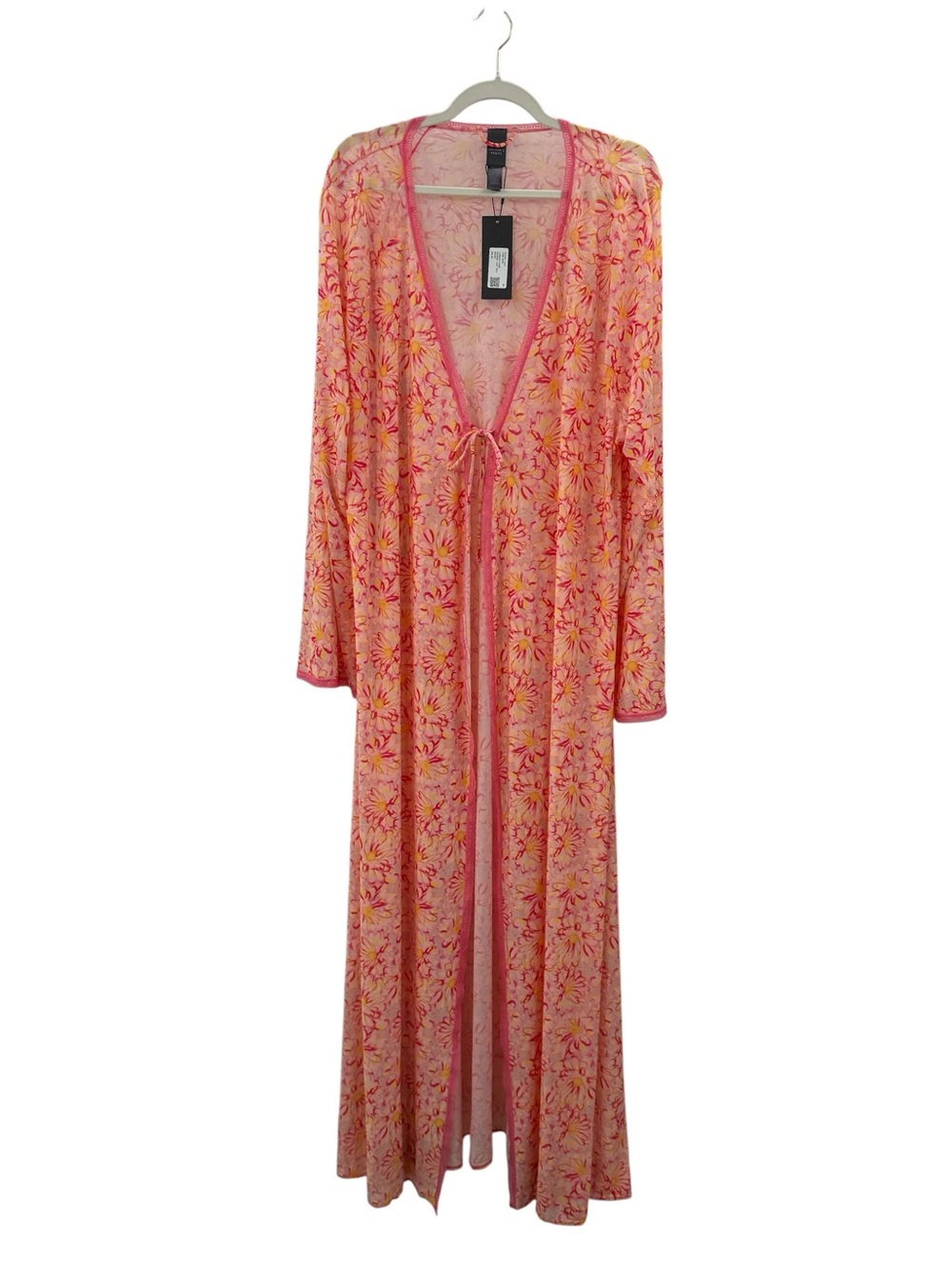 Savage X Fenty Sunray Lace Trim Long Robe Floral Mesh Duster M/L NWT